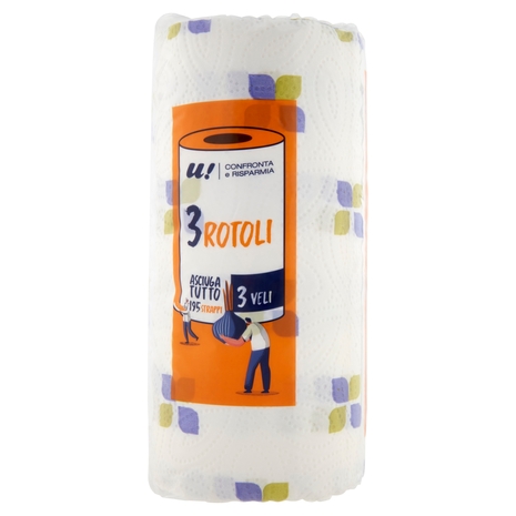 3 Rotoli Asciugatutto 3 Veli U! Confronta e Risparmia